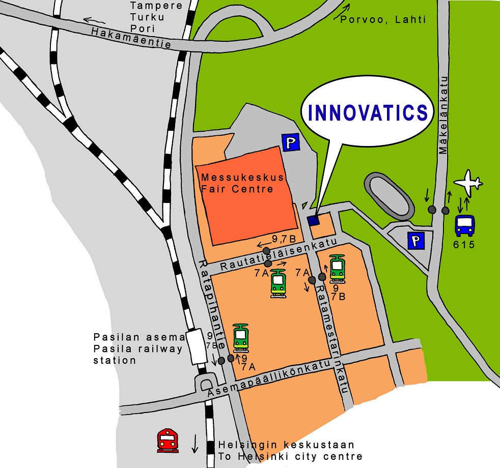 Map showing the location of the Innovatics Office
